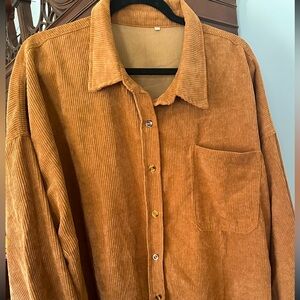 Corduroy long sleeve shirt. Camel color. Size 3 x
